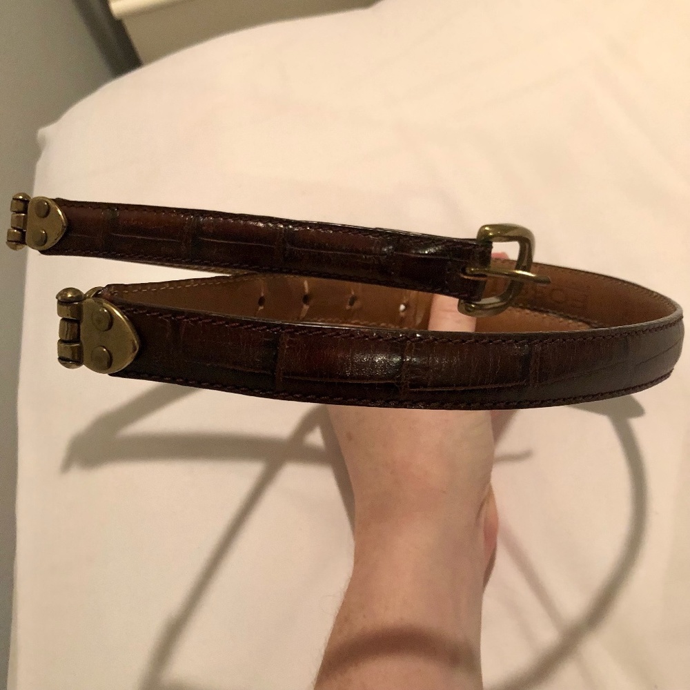 FOSSIL Vintage Brown Leather and Brass Hinge Belt - Size Medium